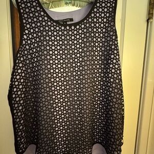 Zac & Rachel Black Geometric Sleeveless Blouse